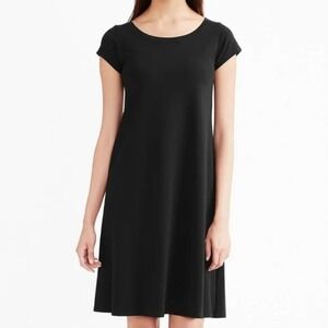 Eileen Fisher Organic Cotton Ballet Neck Black Dress‎ l Size Small
